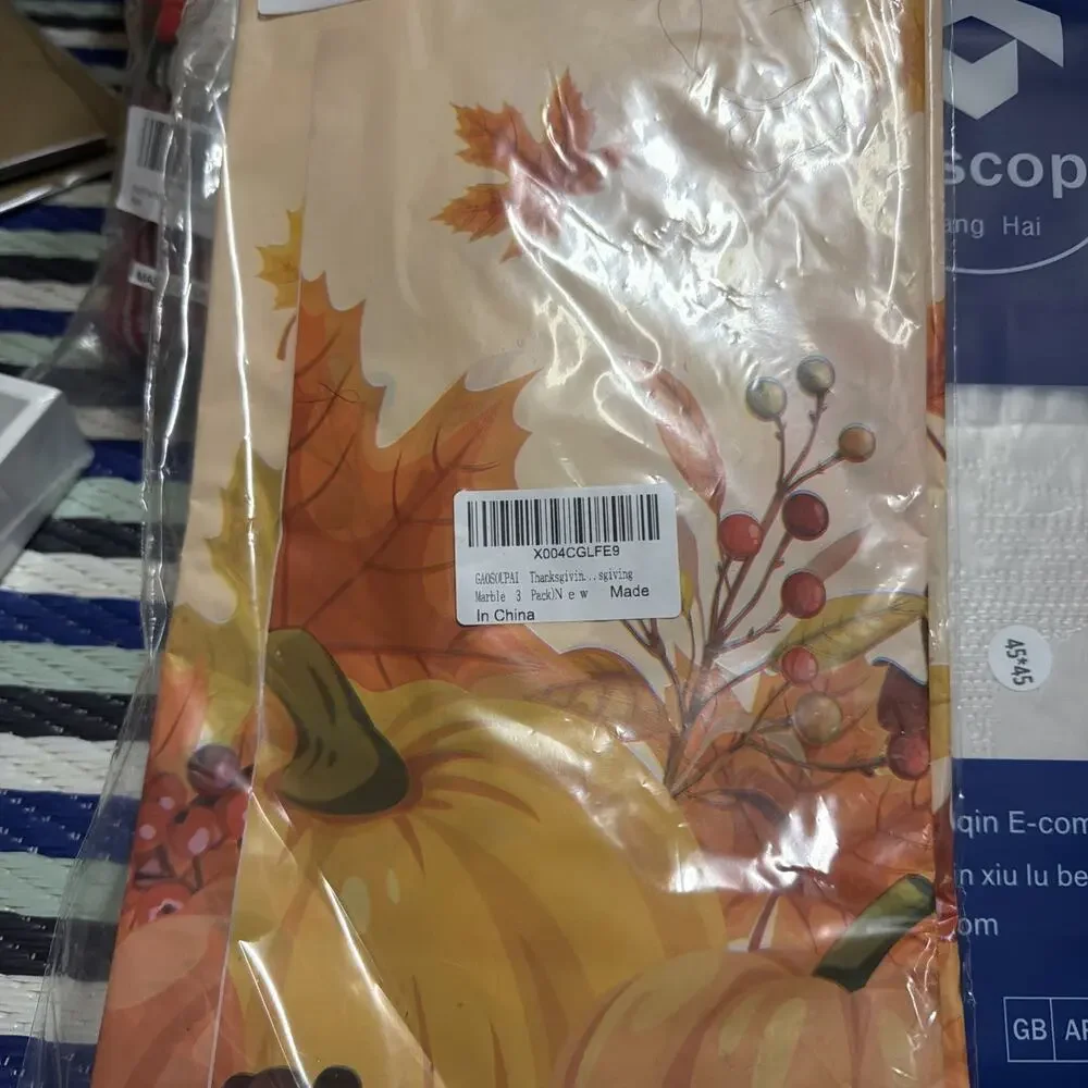 3 Pieces Thanksgiving Disposable Tablecloth, 54 x 108 Inch Rectangle New